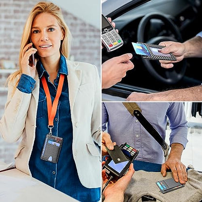 GEEAD Slim Minimalist Front Pocket RFID Blocking Card Holder Wallets for Men & Women - color: Carbon Deep Grey