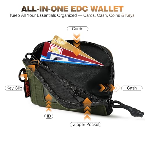 RFID Blocking Coin Pouch Wallet with Key Clip & ID Window for Men - color: Green