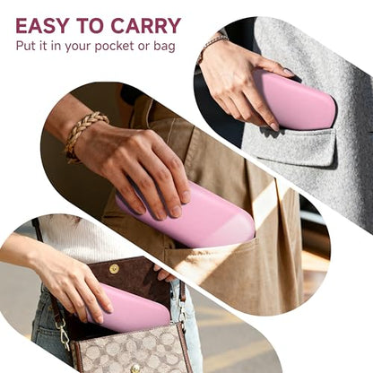 Glasses Case Large Hard Shell, PU Leather Protection for Eyeglasses Case - color: Pink