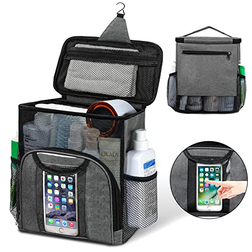 Attmu Mesh Shower Caddy Portable Dorm Room Essentials, Toiletry Tote Bag - color: Gray