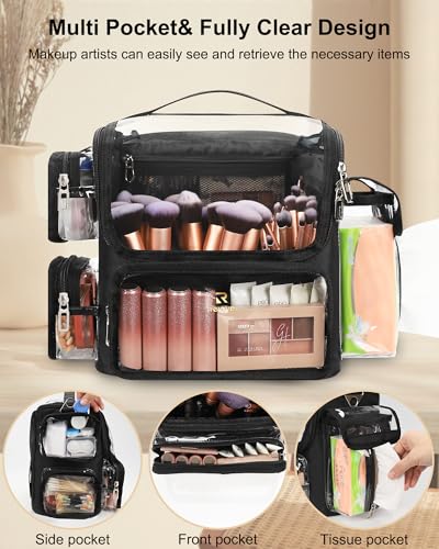 TANTO Makeup Brush Bag, Clear Makeup Brush Holder with Adjustable Dividers