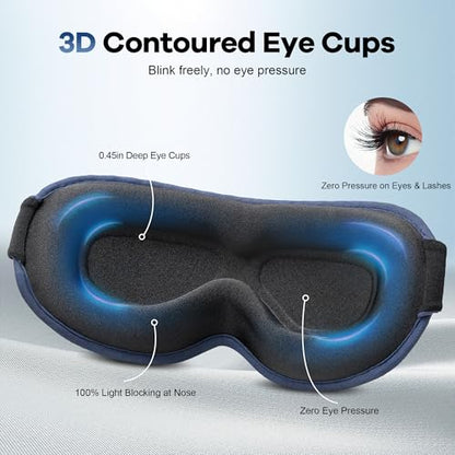 Weighted Blackout Sleep Mask for Men: 3D Contoured Zero Eye Pressure Sleep Mask for Stress Relief, Deep Sleep & Airplane Travel Essentials, Night Shift, Office Nap, Adjustable Strap, Blue - color: Blue