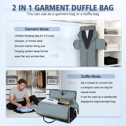 Geestock 2-in-1 Convertible Garment Bags for Travel with Shoe Pouch, Black - color: Black