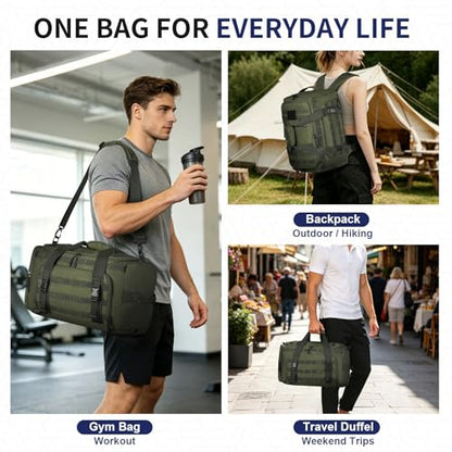Convertible Duffel Backpack 38L 3 in 1 Insulated Bottom Green - color: Green, size: 38L