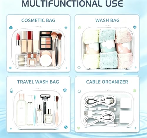 Clear Hard Shell Zipper Case, 3 Pack Travel & Diaper Bag Organizer Pouches - size: SML