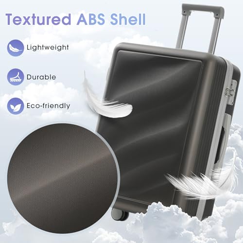 Merax Luggage Set 3 Piece, Lightweight Durable ABS Suitcases with Spinner Wheels and TSA Lock, Carry-on & Checked Travel Luggage - color: Bronze Golden, size: 20/24/28 Inch