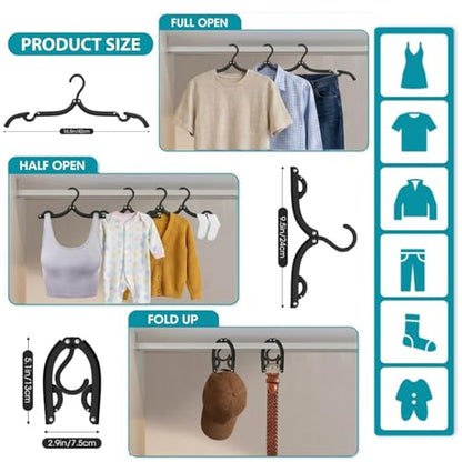 40Pcs Foldable Travel Hangers Cruise Essentials Travel Essential Phone Size - color: Black, size: 40 Pack