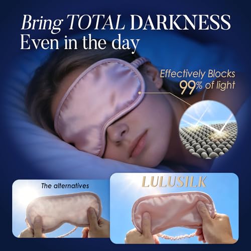 LULUSILK 100% Mulberry Silk Sleep Eye Mask for Sleeping Women and Men, Pink - color: Pink
