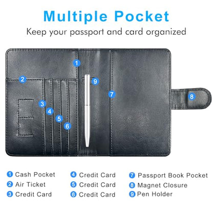 Passport Holder Cover, ACdream Protective Premium Leather RFID Blocking Wallet Travel Case for Passport/Credit Card/Air Ticket, - color: Black
