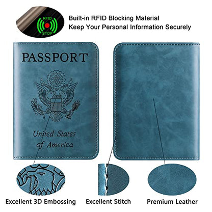 LOHASLIFE Passport Holder for Travel, Rfid Blocking Passport Cover Wallet - color: 116#Blue