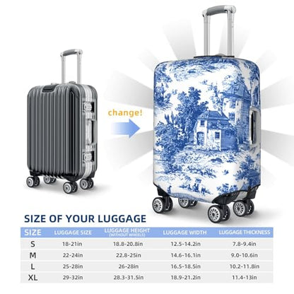 Luggage Cover, Blue and White Pattern, Elastic Polyester Spandex, Protective Suitcase Cover with Double Opening Design, Small (18-21 inches) - color: Blue and White pattern, size: S (for 18"-21" Suitcase)