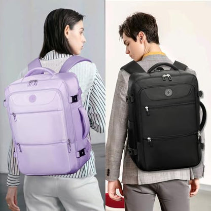 SHRRADOO Travel Backpackfor Women Men, with Storage Cosmetic Bag Set 3pcs - color: Black