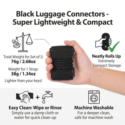 3Pcs Luggage Straps for Suitcases, Adjustable Luggage Connector Straps to Connect Two Suitcases for Secure Carry On & Travel Essentials