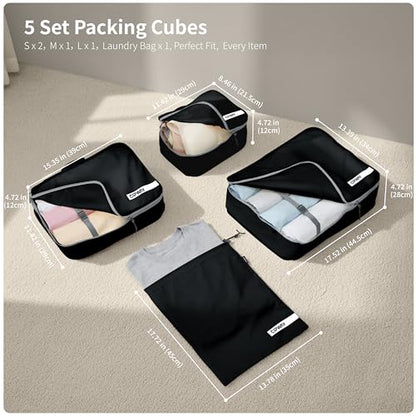 Cipway Packing Cubes for Travel 5 Set Black - color: Black