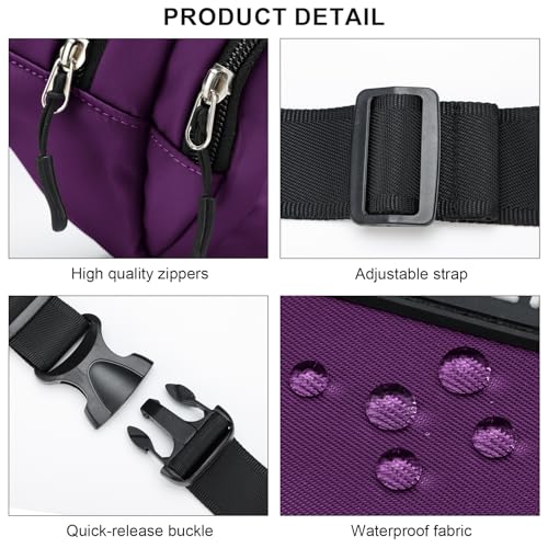 Fanny Pack Men Women Plus Size with Extender Strap 70" Waist Bag - color: Purple