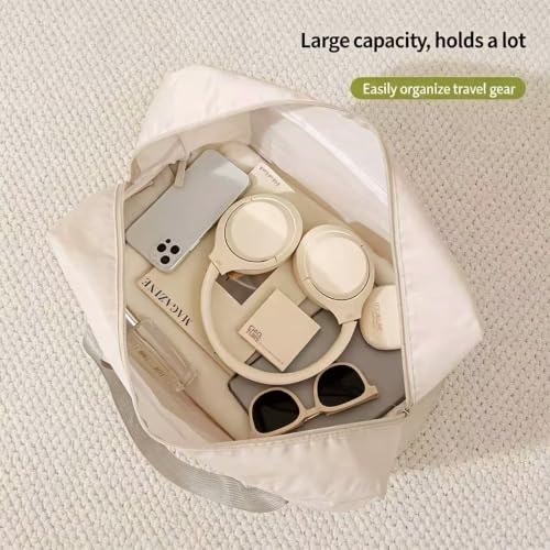 Lightweight Travel Duffel Bag, Foldable Carry on Weekender Overnight - color: Off White