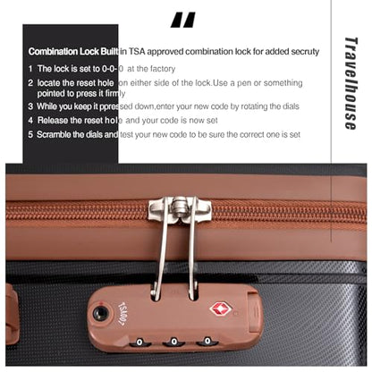 Travelhouse 5-Piece PP Hardside Luggage Set with Spinner Wheels & TSA Lock