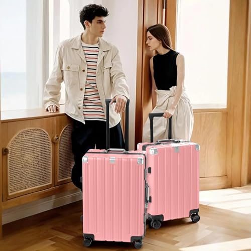 Krute Zipperless Luggage with Spinner Wheels 100% PC Hardside 24in Suitcase - color: Pink, size: Medium (24 Inch)