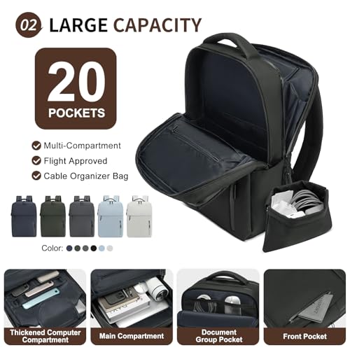 20L Backpack for 15.6 Inch Laptop for Men and Women Black - color: Black