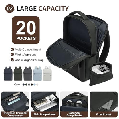 20L Backpack for 15.6 Inch Laptop for Men and Women Black - color: Black
