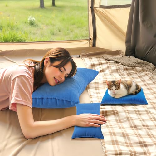 Small Travel Pillows, Mini Neck Pillow for Airplane, 2-Pack 13"x18", Blue | Soft Microfiber, Machine Washable, Support for Neck, Back, Knee, Ankle , Portable for Travel, Car, Home - size: 18''×13''