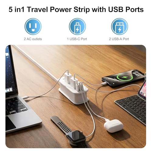 VYLEE Universal Travel Adapter with 6FT Extension Cord - color: White