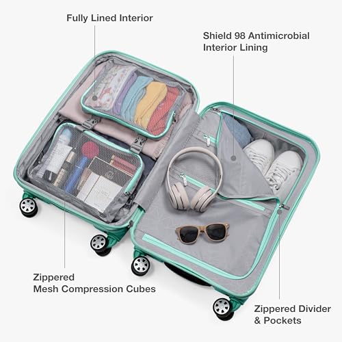 Traveler's Choice Pagosa Hardshell Expandable Luggage with Spinner Wheels, Mint, 2-Piece Set (22/27) - color: Mint, size: 2-Piece Set (22/27)