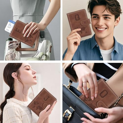 Passport Holder Wallet Cover Personalized Initial Travel Essentials - color: Brown, size: Q
