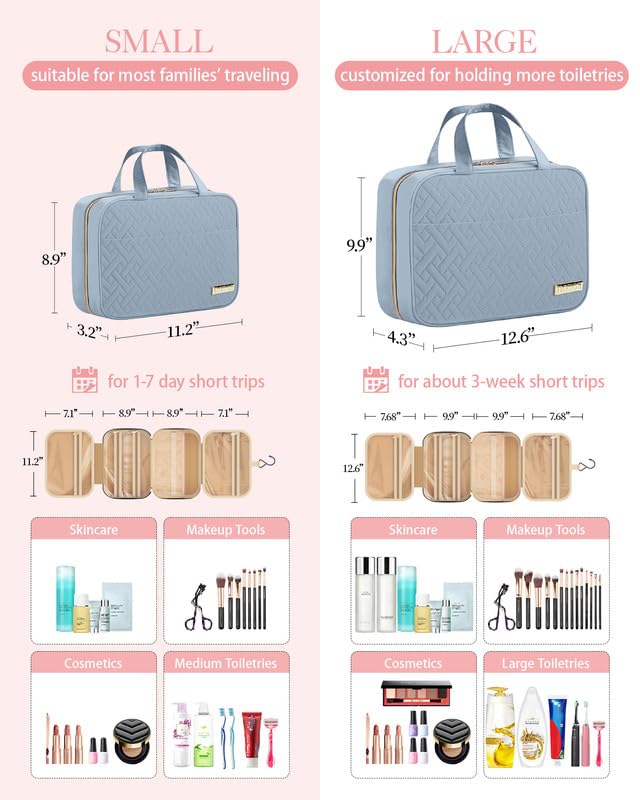 HOTOR Hanging Travel Toiletry Bag Women Men Essentials Light Blue - color: Light Blue, size: Medium