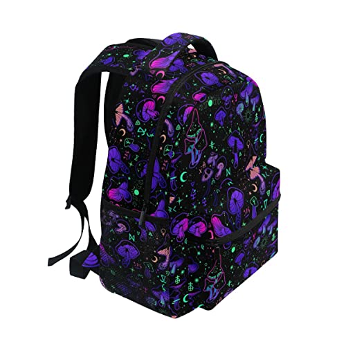 Magic Mushrooms Moon Stars Witch Boho Backpack School Bookbag Lightweight Laptop Backpack for Men Women Kids - color: Mushrooms