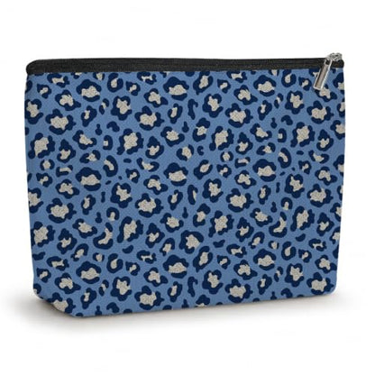 Leopard Print Makeup Bag Cosmetic Bag, Makeup Organizer for Women,Gray Blue - color: Blue Pink Leopard Print 575