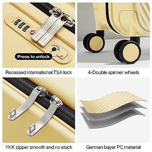 mixi Large Capacity Expandable Luggage Suitcases With Spinner Wheels,Upgrade Wide Handle PC Hardshell Rolling Travel Suitcase with TSA Lock, Checked-Medium 24-Inch, Lark Yellow - color: Lark Yellow, size: 24-inch Expandable