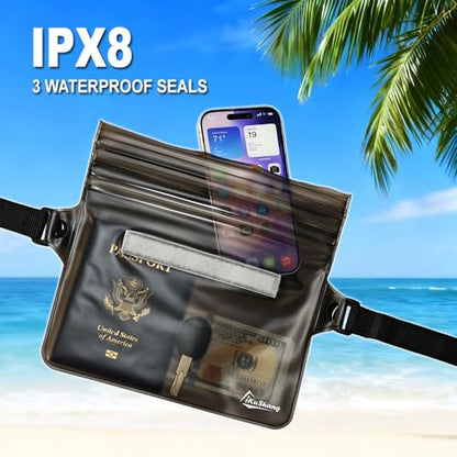 Waterproof Fanny Pack, Dry Bag Phone Pouch for Beach Swimming Kayaking - color: Gray+Black
