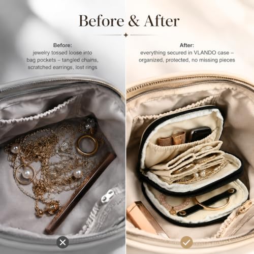 2‑Layer Travel Jewelry Case, Portable Faux Leather Jewelry Organizer - color: Black
