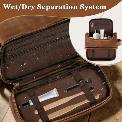 Personalized Husband Birthday Gift Travel Toiletry Bag for Men Him - color: Light Brown, style: C