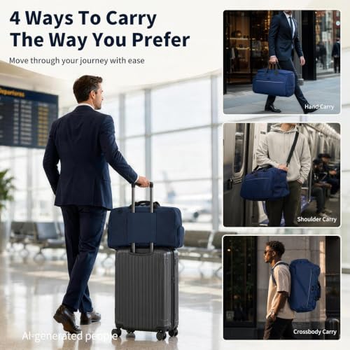 VERAGE Garment Duffel Bag, Carry-On Suit Travel Bag, 45L - color: Navy, size: Garment Bags 22-Inch