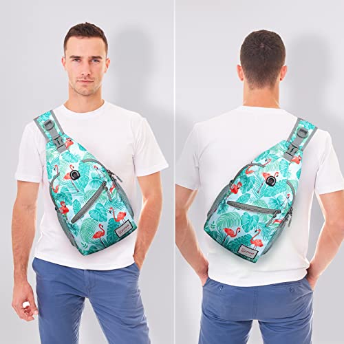 ZOMAKE Sling Bag,Small Crossbody Sling Backpack Shoulder Daypack for Travel - color: Flamingo Blue, size: 8L