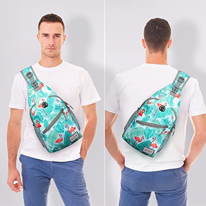 ZOMAKE Sling Bag,Small Crossbody Sling Backpack Shoulder Daypack for Travel - color: Flamingo Blue, size: 8L