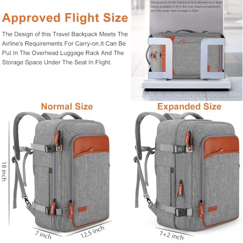 Lumesner 18" Expandable Carry On Travel Backpack With 4 Packing Cubes - color: Grey, size: 18 inches