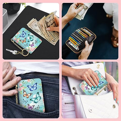 Blusabaca RFID Credit Card Holder Small Women Travel Wallet, Butterfly - color: Butterfly