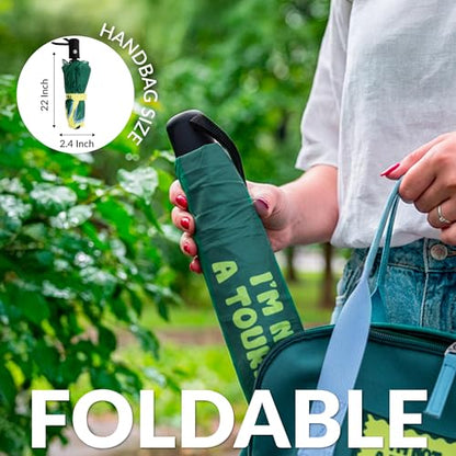 Fisura - Travel Umbrella – Original Strong Automatic Folding Rain Umbrella, Compact Small Light & Portable, Waterproof Rain for Gift - color: Not a Tourist