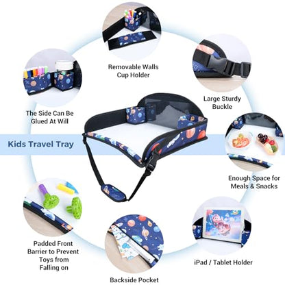 COOLBEBE Kids Travel Tray for Toddler Car Seat, Travel Tray for Airplane - color: Blue Space