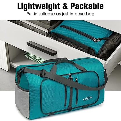 G4Free 40L Foldable Carry-on Travel Duffle Bag Packable Sports Gym Bag - color: Teal Blue