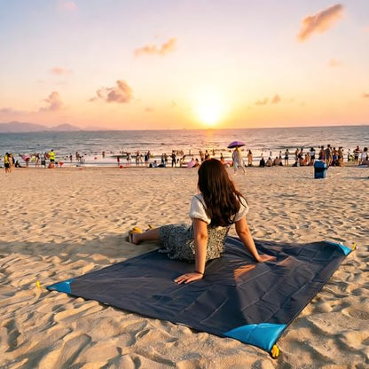 Pocket Picnic Blanket, Compact Lightweight Waterproof Beach Blanket - color: Sky Blue