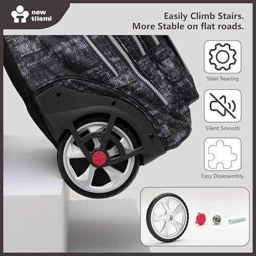 NEW TILAMI 20 Inch Rolling Backpack for School Stair-Climbing Big Wheel - color: Grey Mosaic