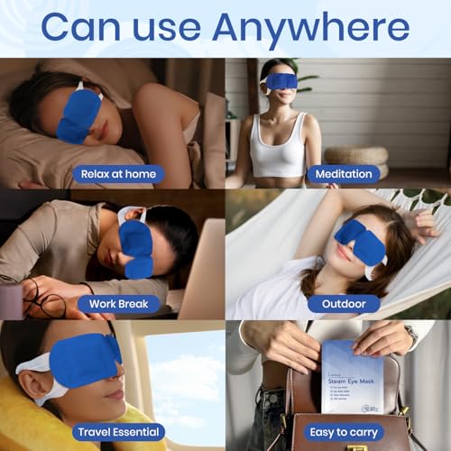 LANNA Heated Steam Eye Mask, Disposable 120 Minutes, Blue Unscented, 10 Pcs - color: Unscented Blue, size: 10 Eye Masks