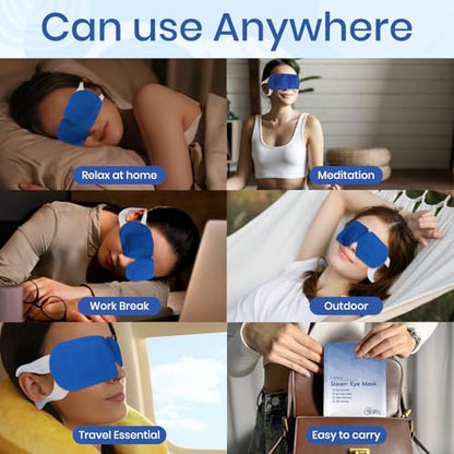 LANNA Heated Steam Eye Mask, Disposable 120 Minutes, Blue Unscented, 10 Pcs - color: Unscented Blue, size: 10 Eye Masks