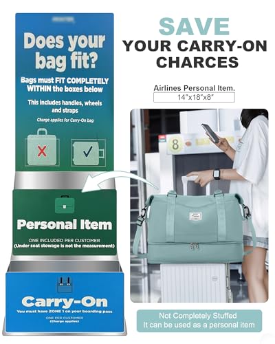 Travel Duffel Weekender Bag Women Tote Carry On Bags With Shoe Compartment - color: H4-LightBlue, size: Large