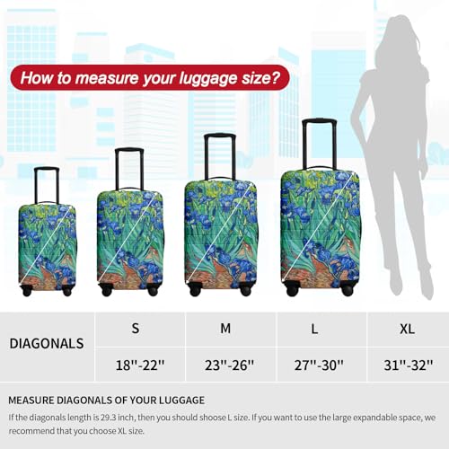 Luggage Covers For Suitcase TSA Approved, Fits 18-32 Inch - color: Irises in the Garden, size: L(27"-30" Suitcase)