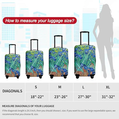 Luggage Covers For Suitcase TSA Approved, Fits 18-32 Inch - color: Irises in the Garden, size: L(27"-30" Suitcase)